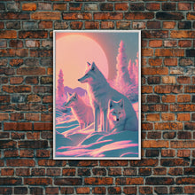 Carregar imagem no visualizador da galeria, Cute Arctic Fox Art, animal prints, framed canvas print wall art, vaporwave aesthetic soothing art