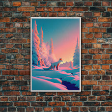 Carregar imagem no visualizador da galeria, Cute arctic fox art in the snow, framed canvas print