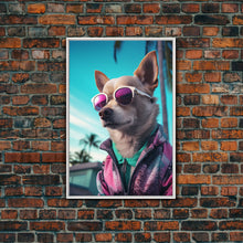 Cargar imagen en el visor de la galería, Chihuahua Wall Print, Dog Pink Sunglasses, Dog Wall Art, Animal Art, Funny Wall Art, Framed Wall Art, Framed Canvas, Wall Print, Wall Canvas
