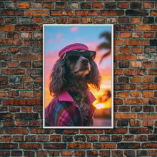 Load image into Gallery viewer, Dachshund Wall Print, Dog Wall Art, Dog Sunglasses, Dog In Pink Suit, Funny Art, Framed Wall Art, Framed Canvas, Wall Print, Wall Canvas