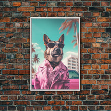 Carregar imagem no visualizador da galeria, German Shepherd Pink Suit Wall Print, Animal Wall Art, Dog Portrait, Dog Art Print, Framed Wall Art, Framed Canvas, Wall Print, Wall Canvas