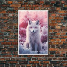 Load image into Gallery viewer, Arctic Fox Wall Print, Animal Art Print, Animal Portrait, Pink Art, Wildlife Art, Framed Wall Art, Framed Canvas, Wall Print, Wall Canvas