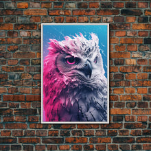 Load image into Gallery viewer, Bird Wall Print, Animal Art Print, Animal Portrait, Pink Art, Wildlife Art, Owl Art, Framed Wall Art, Framed Canvas, Wall Print, Wall Canvas