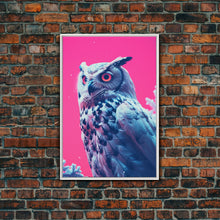 Load image into Gallery viewer, Bird Art, Owl Wall Print, Animal Art Print, Abstract Art, Animal Portrait, Pink Art, Framed Wall Art, Framed Canvas, Wall Print, Wall Canvas