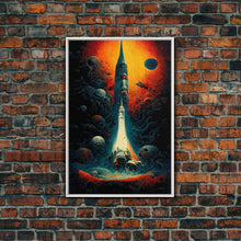 Load image into Gallery viewer, Cosmic Horror Space Exploration Poster Canvas Print, Scifi Wall Art, ready to hang wall art