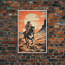 Load image into Gallery viewer, Cowboy Wall Decor, 12x18 Art Print, Equestrian Wall Art, Western Decor, Southwestern Art, Wild West Painting Wall Art, Framed Canvas Print