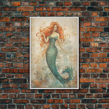 Load image into Gallery viewer, Coastal Mermaid Canvas Print Or Poster, Framed