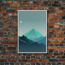 Load image into Gallery viewer, Emerald Green Pacific Northwest Art, Minimalist Boho Style Forest Landscape, Framed Canvas Art, Abstract Art, Green Mountains