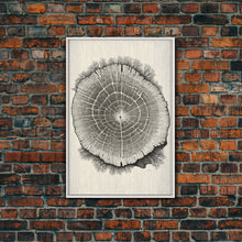 Carregar imagem no visualizador da galeria, Framed Canvas Print Wall Art, Grunge Forest Tree Rings, Abstract Illustrations, Modern Art, Nordic Decor for Bedroom, Tree Cross Section
