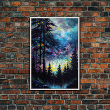 Carregar imagem no visualizador da galeria, Abstract Pine Canvas Print of Oil Painting, Large Original Textured Fall Pine Forest Painting Contemporary Living Room Wall Art Decor