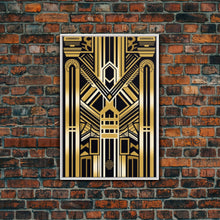 Load image into Gallery viewer, Art Deco Pattern Wall art, Framed Canvas Print, Art Deco, Gold art, Geometric art, Wall decor, Midcentury Modern, Lines art, Wall decor