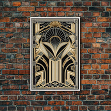 Load image into Gallery viewer, Art Deco Pattern Wall art, Framed Canvas Print, Art Deco, Gold & black art, Geometric art, Office wall art, Abstract art, Original painting