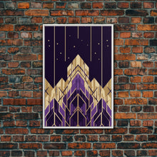 Load image into Gallery viewer, Art Deco Pattern Wall art, Framed Canvas Print, Art Deco, Gold & purple art, Canvas art, Abstract art, Office decor, Original painting