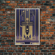 Load image into Gallery viewer, Art Deco Pattern Wall art - Framed Canvas Print - Art Deco - Gold & blue art - Abstract art - Patterns art - Abstract art - Guest room decor