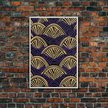 Load image into Gallery viewer, Art Deco Pattern Wall art - Framed Canvas Print - Art Deco - Original painting - Wall art - Office decor - Gold & purple art - Abstract art