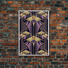 Load image into Gallery viewer, Art Deco Pattern Wall art - Framed Canvas Print - Art Deco - Stained glass art - Ornament art - Geometric art - Purple & gold art - Wall art