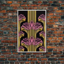 Load image into Gallery viewer, Art Deco Pattern Wall art - Framed Canvas Print - Art Deco - Black art - Bright colors - Pink & gold art - Office decor - Abstract nature