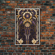 Load image into Gallery viewer, Art Deco Pattern Wall art, Framed Canvas Print, Art Deco, Patterns art, Yellow & purple art, Ornament art, Colorful painting, Light colors