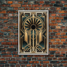 Carregar imagem no visualizador da galeria, Art Deco Wall art - Framed Canvas Print - Art Deco - Gold & green art - Living room art - Original painting - Art with frame - Wall decor