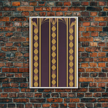 Load image into Gallery viewer, Art Deco Pattern Wall art, Framed Canvas Print, Art Deco, Canvas Wall art, Purple & gold art, Canvas wall art, Abstract art, Geometric art