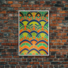 Load image into Gallery viewer, Art Deco Pattern Wall art, Framed Canvas Print, Art Deco, Wall art, Patterns art, Green colors art, Living room art, Colorful painting