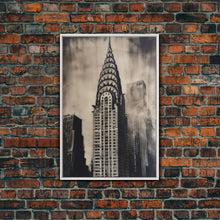 Cargar imagen en el visor de la galería, Chrysler Building Painting Framed Canvas Print, NYC Art, Art Deco Wall Decor, New York City Historic Art