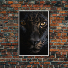 Carregar imagem no visualizador da galeria, A Look Into Darkness, Beautiful Black Panther Portrait, Cat Photography, Framed Canvas Print, Framed Art, Halloween Witch Cat Art