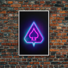 Load image into Gallery viewer, Glowing Neon Lights Pink Spades Wall Decor, Poker Wall Art, Cards, Minimalist Print, Wall Decor, Canvas Print, Wall Art, Framed Canvas