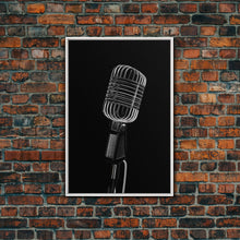 Carregar imagem no visualizador da galeria, Silver Retro Microphone Wall Art, Mic Wall Art, Music Room Wall Art, Minimalist Print, Wall Decor, Canvas Print, Wall Art, Framed Canvas