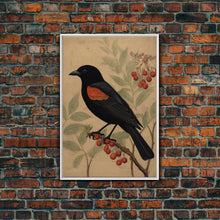 Load image into Gallery viewer, Black And Orange Bird Wall Art, Oriole Wall Decor, Animal Wall Art, Minimalist Print, Wall Decor, Canvas Print, Wall Art, Framed Canvas