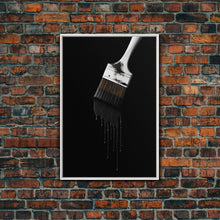 Load image into Gallery viewer, Dripping Paint Brush Wall Art, Black Paint, Brush Wall Decor, Minimalist Print. Wall Decor, Canvas Art, Wall Art, Framed Canvas Wall Decor
