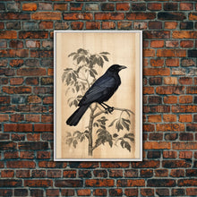 Load image into Gallery viewer, Black Bird Wall Art, Crow Wall Decor, Animal Wall Art, Black Bird, Modern Print, Wall Decor, Canvas Print, Wall Art, Framed Canvas