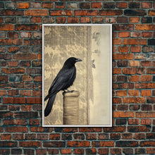 Load image into Gallery viewer, Black Bird Wall Art, Crow Wall Decor, Animal Wall Art, Nature Print, Modern Print, Wall Decor, Canvas Print, Wall Art, Framed Canvas