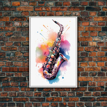 Load image into Gallery viewer, Alto Clarinet Wall Art, Musician Gift, Framed Canvas Print, Clarinet Print, Musical Instrument Art, Gift For Musician, Graffiti Music Art