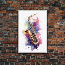 Load image into Gallery viewer, Bassett Horn Wall Art, Brass Instruments, Framed Canvas Print, Marching Band Gift, Musician Gift, Graduation Gift, Music Poster