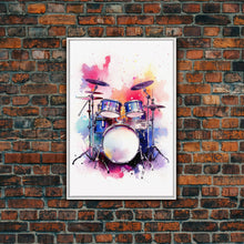 Carregar imagem no visualizador da galeria, Drum Art, Gift For Drummer, Framed Canvas Print, Studio Art, Music Studio Decor, Drum Set