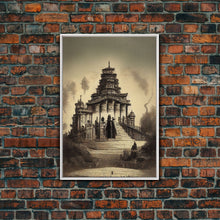 Load image into Gallery viewer, Incan Temple diagram art, canvas print, unique Mayan or Incan style temple diagram wall art, 1800s inca style wall art