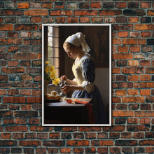 Load image into Gallery viewer, Baroque Art, Vermeer, Inspiration Art, Medieval Wall Art, Dutch Art, Canvas Print, Wall Art, Vertical Art, Country Home Art, Kitchen Prints