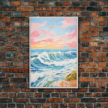 Cargar imagen en el visor de la galería, Colorful Sunset Wall Art, Beach Wall Print, Seascape Art, Nature Print, Canvas Print, Wall Art, Vertical Art, Beach House Art, Travel Print