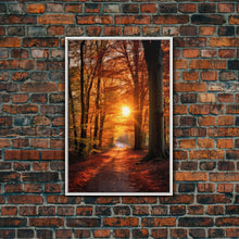 Carregar imagem no visualizador da galeria, Fall Forest Art, Trees Art Print, Nature Wall Art, Sunset Art, Canvas Print, Wall Art, Vertical Art, Dining Room Prints, Hostess Gift