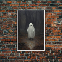 Carregar imagem no visualizador da galeria, Cute Lil Boo, Ghost Print, Halloween Canvas Art, Framed Canvas Print, Funny Halloween Decor, Ghost Art, Victorian Goth Art