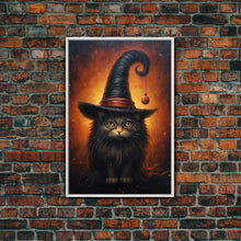 Load image into Gallery viewer, Cute Witch's Familiar Cat Halloween Art, Cat Witch, Cat Painting, Cute Cat Print, Halloween Decor