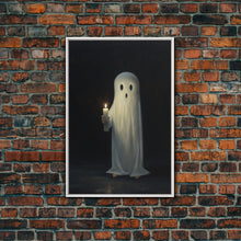 Load image into Gallery viewer, Ghost Holding A Candle Halloween Decor, Art Canvas Print, Spooky Ghost Wall Art, Fall Decor, Halloween wall decor, Funny Halloween Art