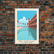 Carregar imagem no visualizador da galeria, Dry Tortugas National Park Florida Travel Art, National Park Print, Minimalist Travel Art, Midcentury Modern Style Landscape Painting