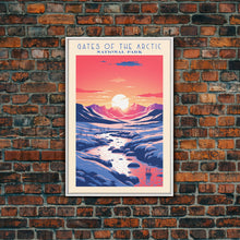 Load image into Gallery viewer, Gates of the Arctic National Park Travel Poster Art, Canvas Print Wall Art, Alaska Travel Art, Midcentury Modern Travel Decor, MCM Wall Art