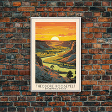Carregar imagem no visualizador da galeria, Theodore Roosevelt National Park Travel Art, National Park Print, Minimalist Travel Art, Midcentury Modern Style Landscape Painting