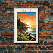 Carregar imagem no visualizador da galeria, Acadia National Park, Framed Wall Art Canvas Print, Travel Poster, Travel Art, Roadtrip Decor, Cool Wall Art, Retro State Park Art, Pop Art