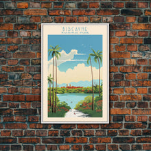 Load image into Gallery viewer, Biscayne National Park, Framed Wall Art Canvas Print, Travel Poster, Florida Travel Art, Roadtrip Decor, Cool Art, Retro State Park Art