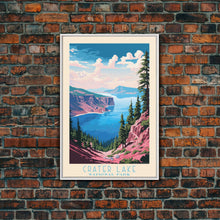 Load image into Gallery viewer, Crater Lake National Park Travel Poster Print, Canvas Print Wall Art, Oregon Travel Art, Midcentury Modern Travel Decor