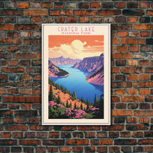 Load image into Gallery viewer, Crater Lake National Park Travel Poster Print, Canvas Print Wall Art, Oregon Travel Art, Midcentury Modern Travel Decor